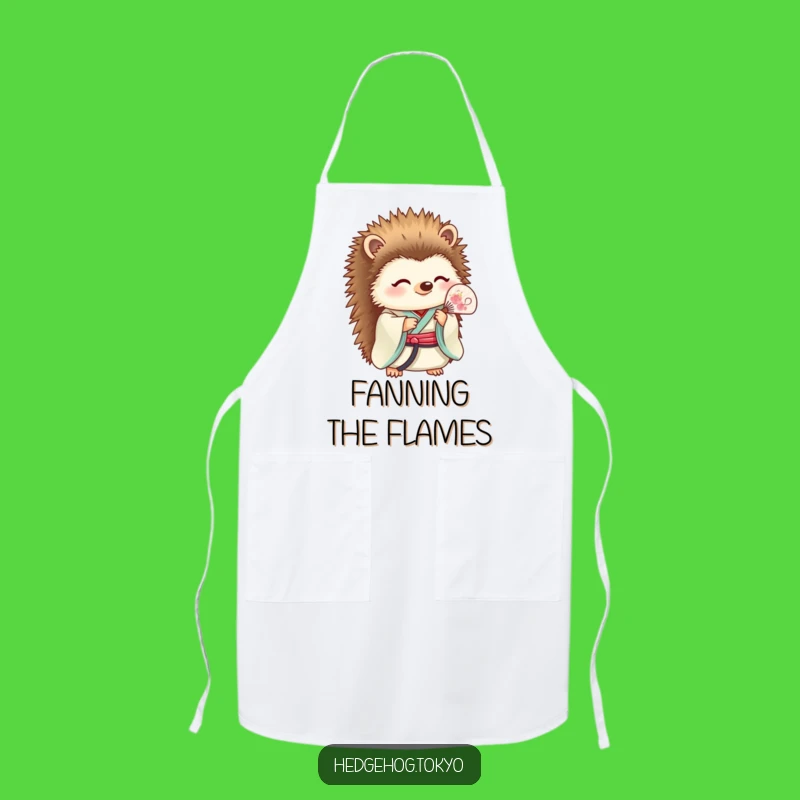 Funny Hedgehog Kimono Fan Apron: Cook with Serene Humor!