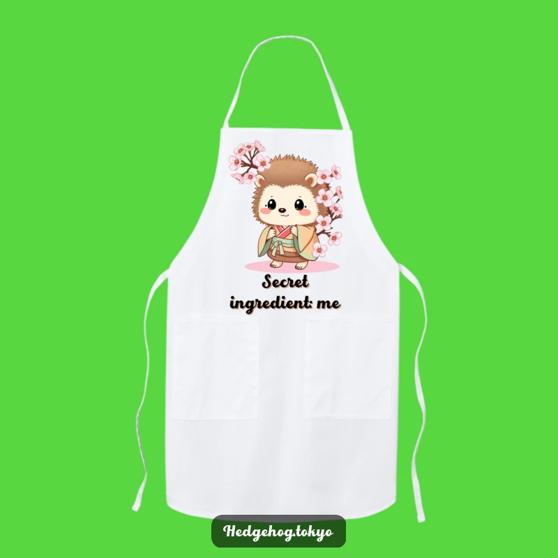 Funny Hedgehog Kimono Blossom Peek Apron: Hilarious Kitchen Gift for Cooks
