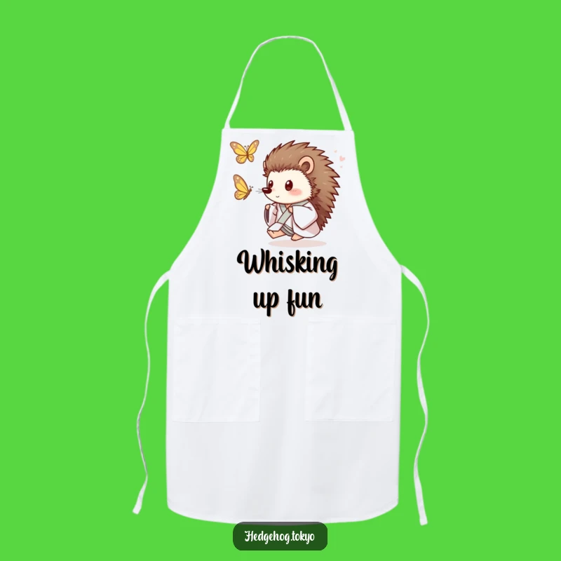 Funny Hedgehog Butterfly Chase Apron: Hilarious Kitchen Fun Gift