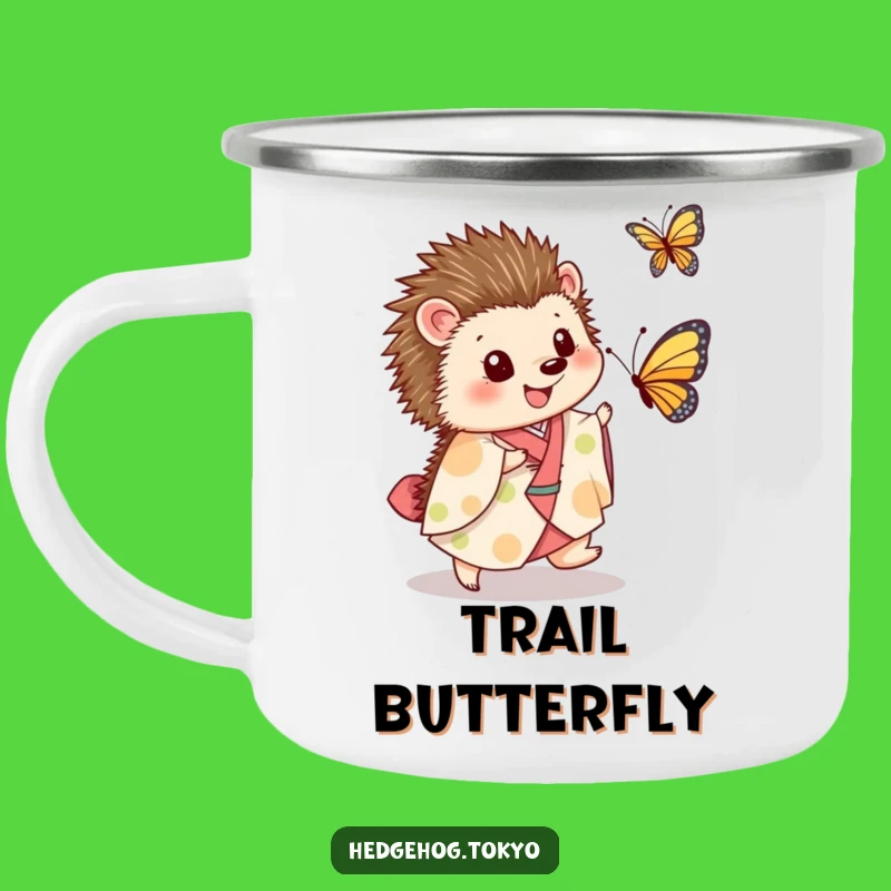 Funny Hedgehog Kimono Butterfly Camping Mug: Adventure and Hilarious Sips!