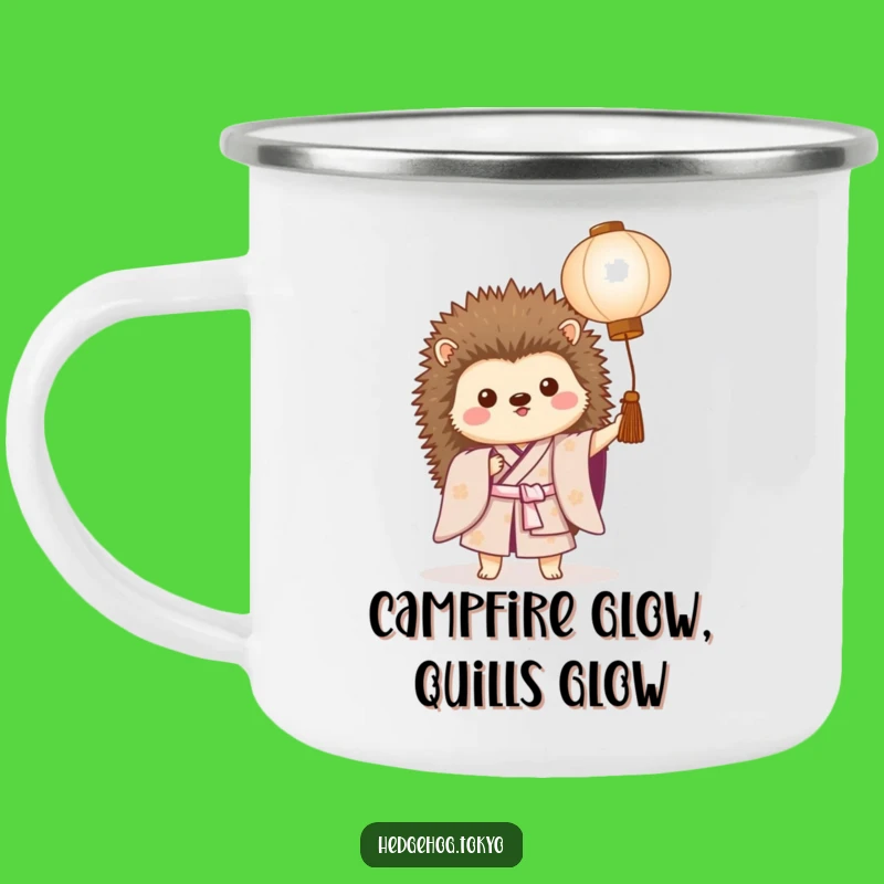 Funny Hedgehog Kimono Camping Mug: Adventure Ready with Prickly Humor