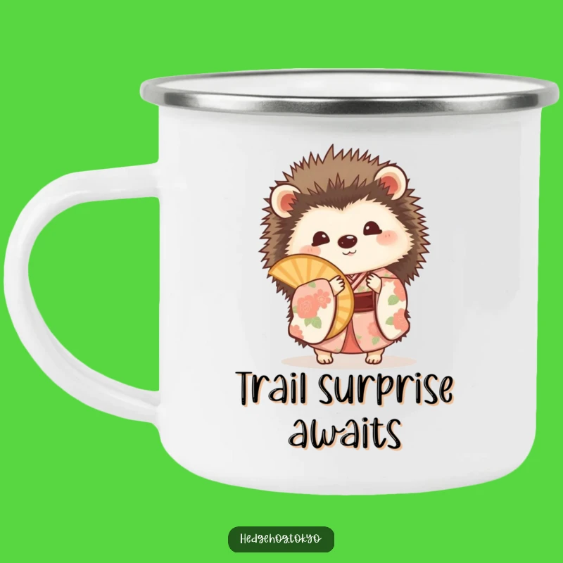 Funny Hedgehog Fan Camping Mug: Playful Adventures, Floral Kimono Outdoor Gift