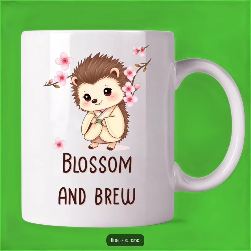 Funny Hedgehog Kimono Mug: Adorable Peek-a-Boo Cherry Blossom Funny Gift