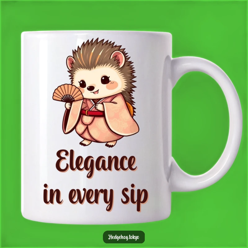 Elegant Hedgehog Kimono Mug: A Funny and Sophisticated Gift for Art Lovers