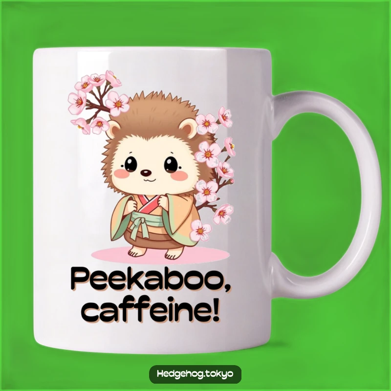 Funny Hedgehog Kimono Blossom Peek Mug: A Hilarious Gift for Nature Lovers