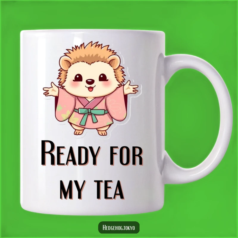 Funny Hedgehog Kimono Mug: Adorable Animal Posing Gift for Hedgehog Lovers