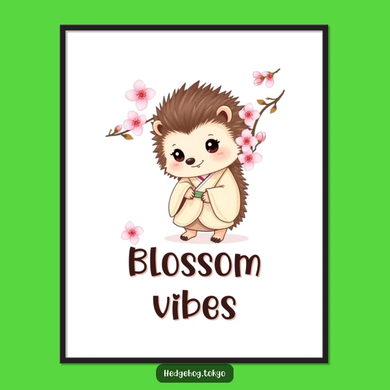 Funny Hedgehog Kimono Digital Art: Adorable Blossom Decor for Instant Joy
