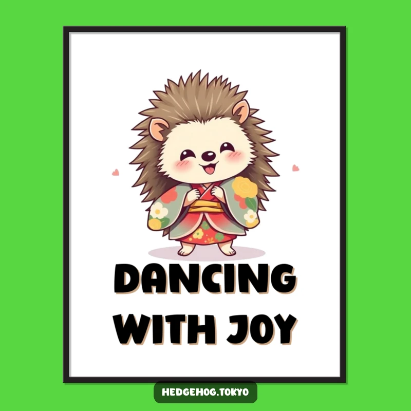 Funny Hedgehog Spinning Digital Print: Instant Joyful Art, Kimono Decor Gift