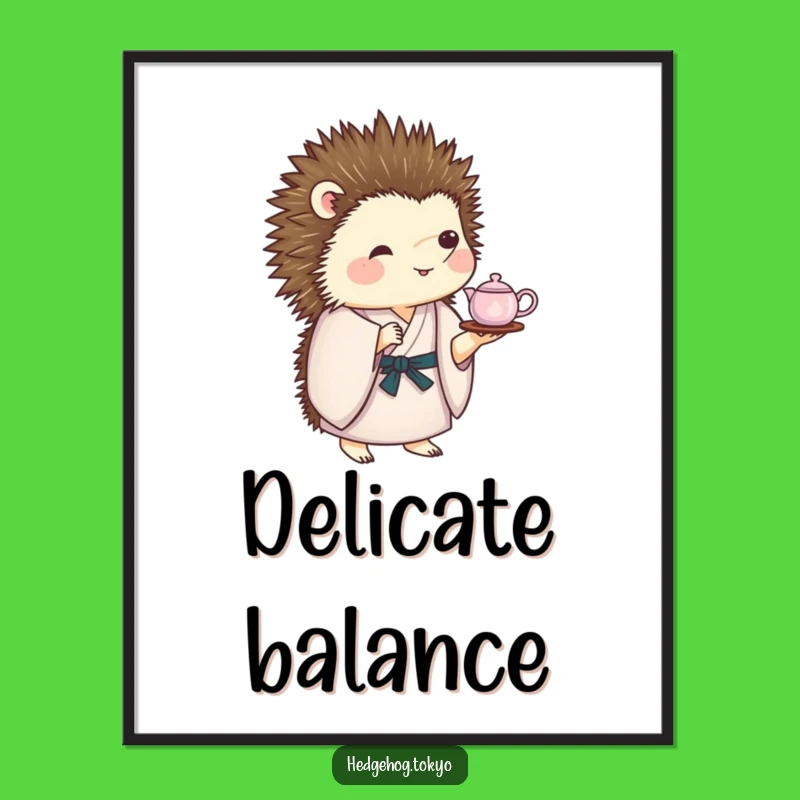 Funny Hedgehog Tea Set Digital Art: Instant Hilarious Decor!