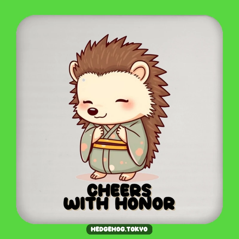 Funny Hedgehog Kimono Bowing Coaster: Elegant Protection with Hilarious Charm Gift