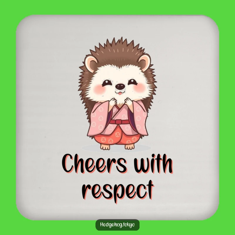 Funny Hedgehog Bowing Coaster: Elegant Protection, Traditional Kimono Decor Gift