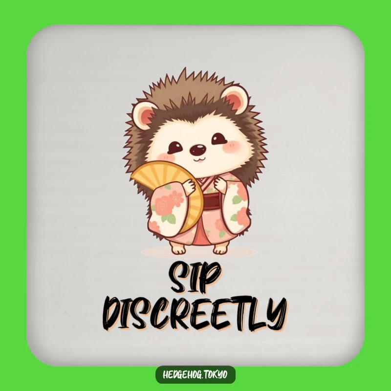 Funny Hedgehog Fan Coaster: Playful Protection, Floral Kimono Decor Gift