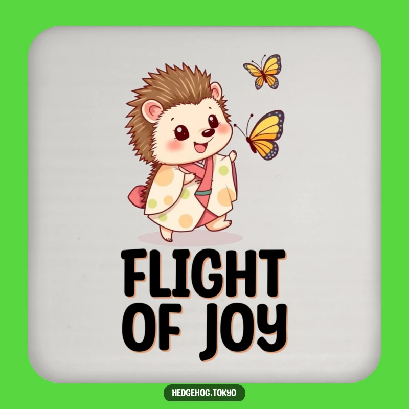 Funny Hedgehog Kimono Butterfly Coaster: Protect Surfaces with Hilarious Style!