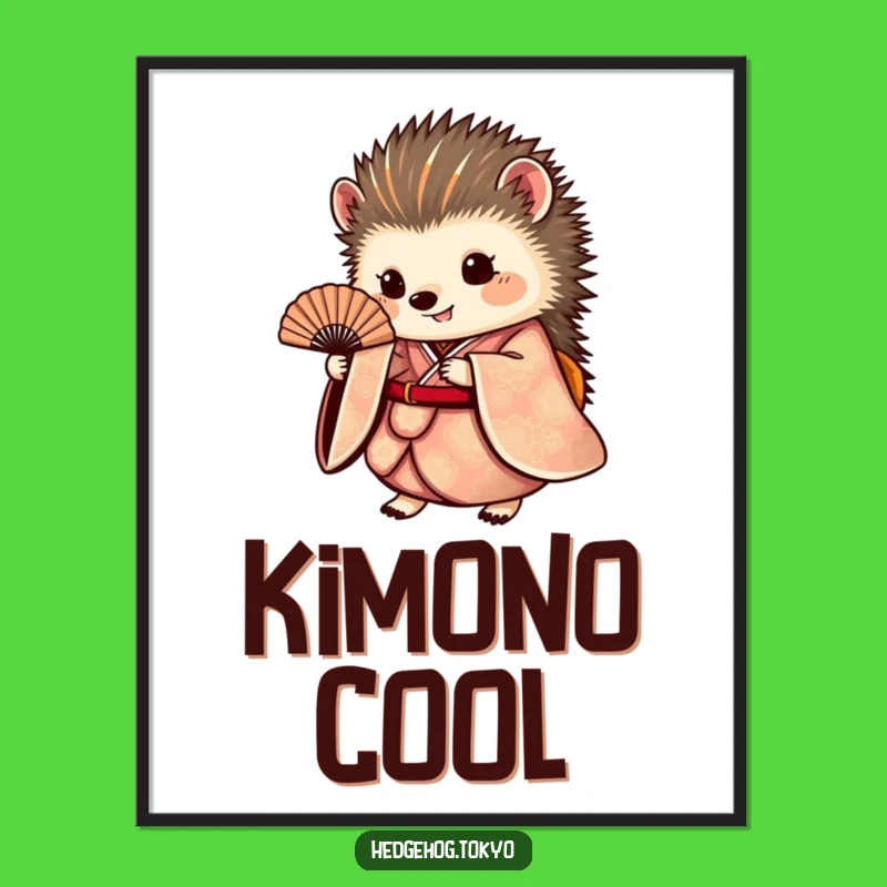 Elegant Hedgehog Kimono Poster: Add Sophistication and Whimsy to Your Walls