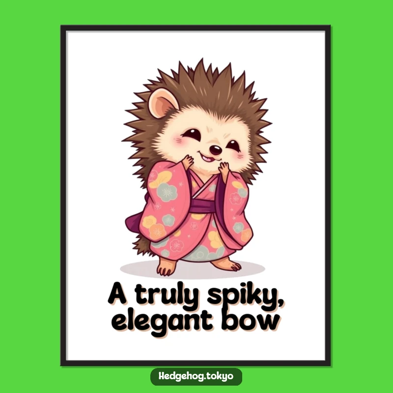 Funny Free Printable Wall Art: Hedgehog Kimono Bow, Hilarious Downloadable Decor
