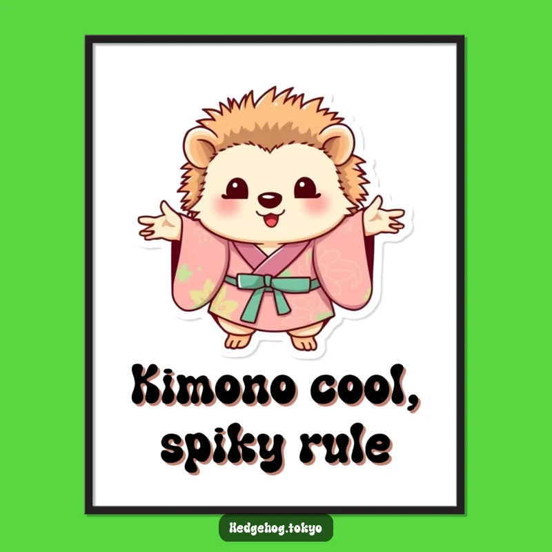 Free Printable Wall Art: Cute Hedgehog Kimono, Stylish Downloadable Decor for Charm