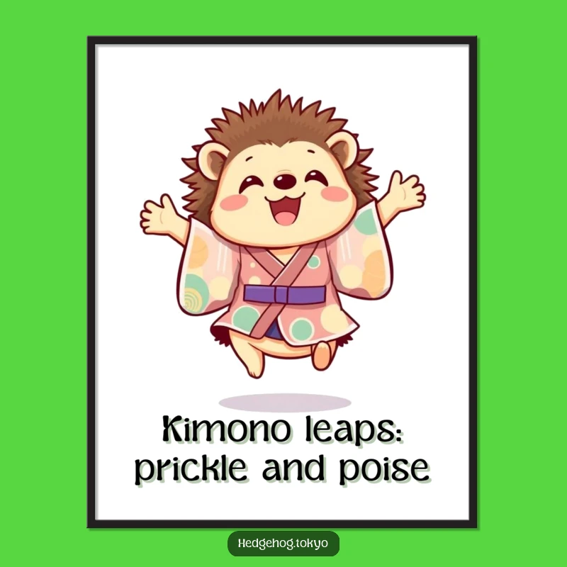 Free Printable Leaping Hedgehog Art - Joyful Animal Downloadable Decor