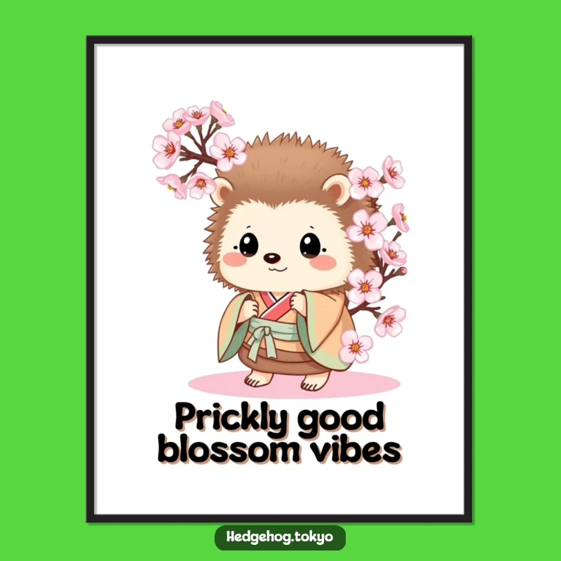 Free Printable Wall Art: Curious Hedgehog Kimono Decor Funny Downloadable Art
