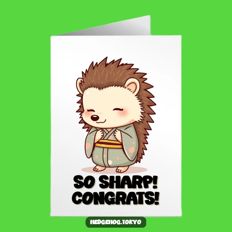 Free Printable Congrats Card: Formal Hedgehog Kimono Funny Downloadable