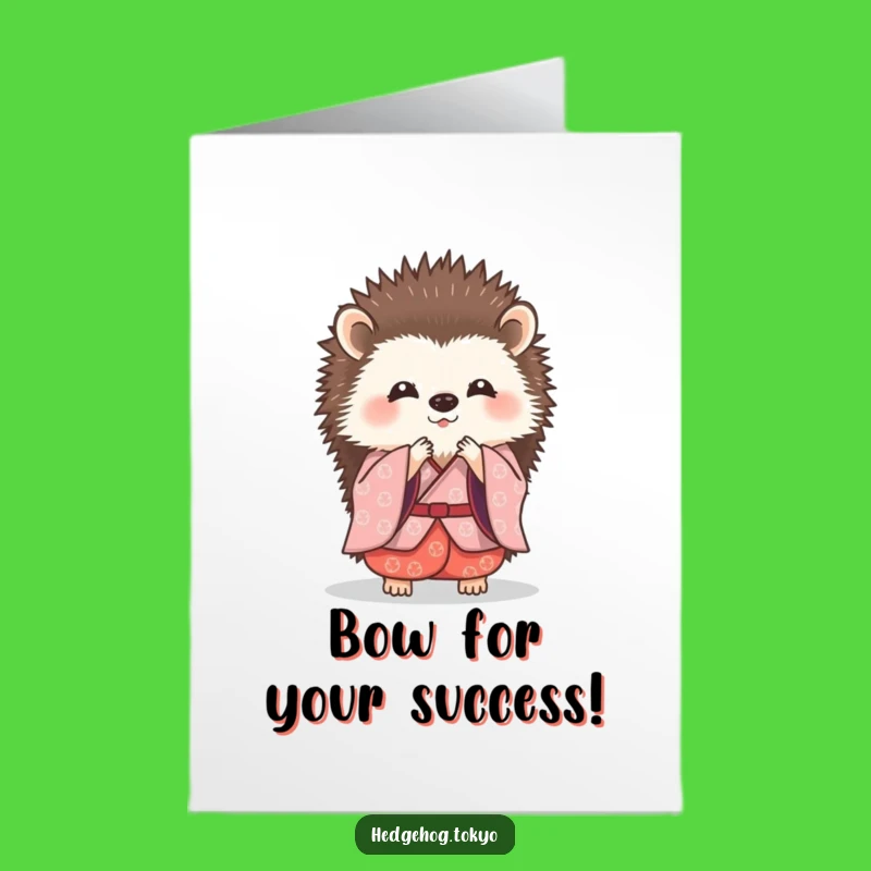 Free Printable Congrats Card: Polite Hedgehog Kimono Bow, Refined Downloadable Gift