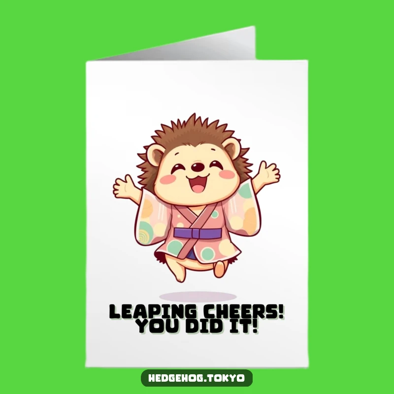 Free Printable Leaping Hedgehog Congrats Card - Festive Downloadable Gift