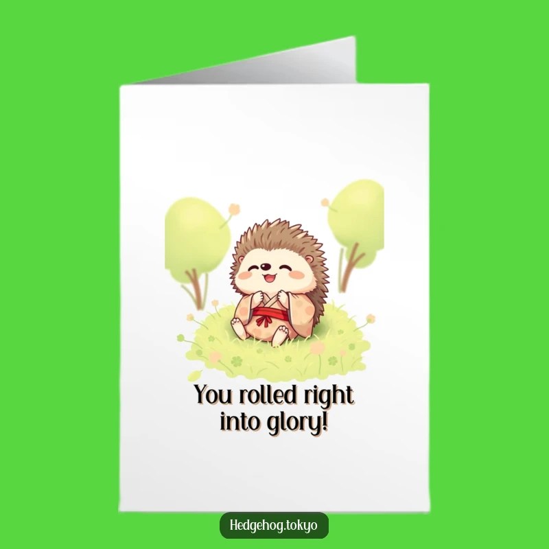 Free Printable Hedgehog Rolling Congrats Card: Hilarious Downloadable for Big Wins!