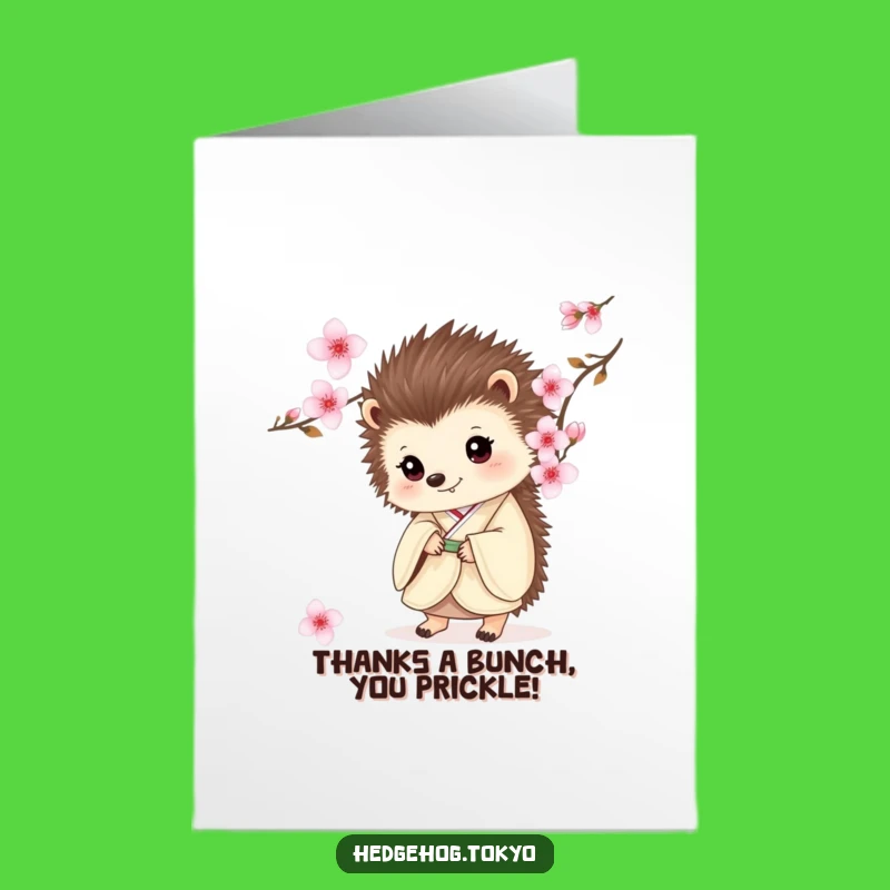 Free Printable Hedgehog Kimono Thank You Card: Funny Downloadable for Expressing Gratitude!