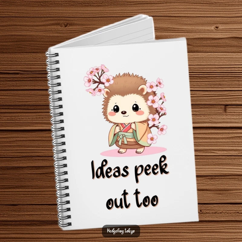 Funny Hedgehog Notebook: A curious hedgehog in a kimono peeks from behind cherry blossoms, perfect for jotting down funny thoughts.
