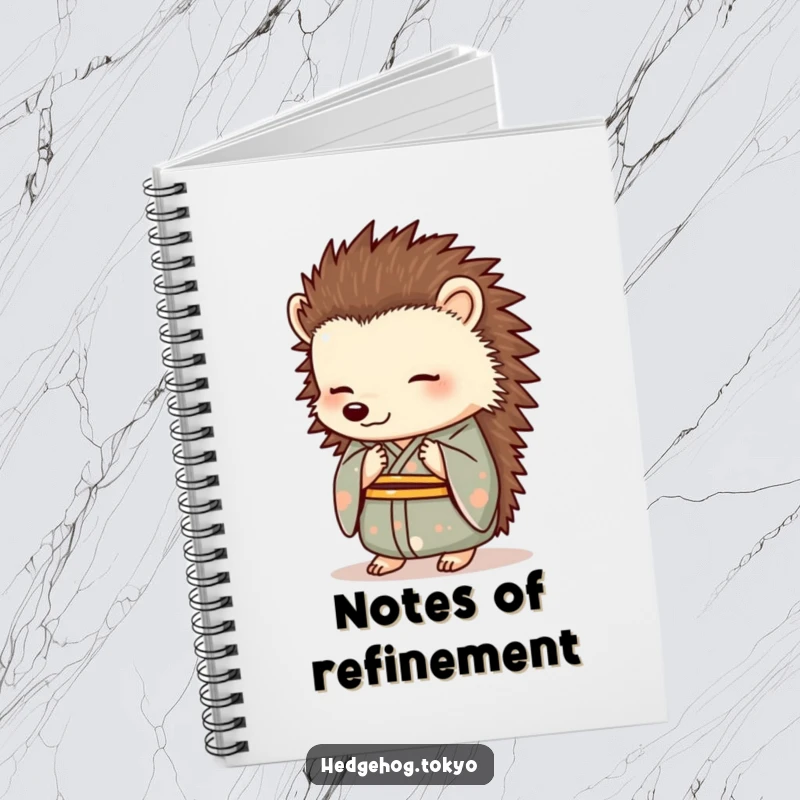 Funny Hedgehog Notebook: An elegant hedgehog in a kimono bows gracefully, perfect for jotting down refined and funny ideas.