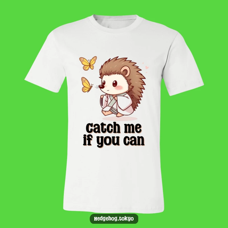 Funny Hedgehog Butterfly Chase T-Shirt: Unleash Joyful Humor Gift
