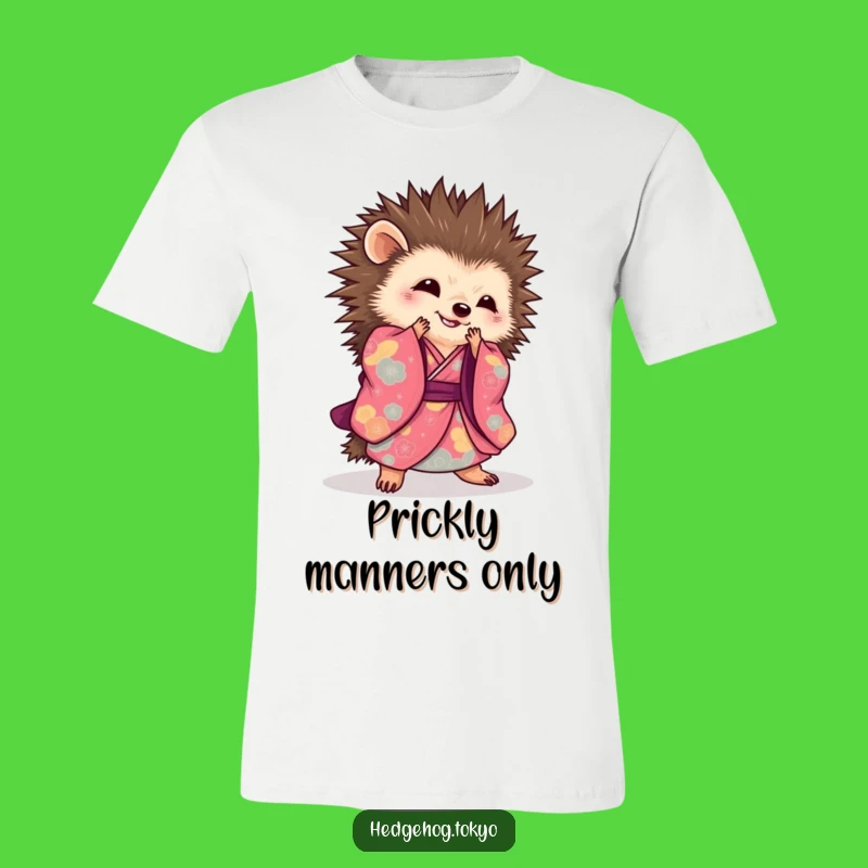 Chic Hedgehog Kimono T-Shirt: Graceful Bow Design Tee, Perfect Funny Gift